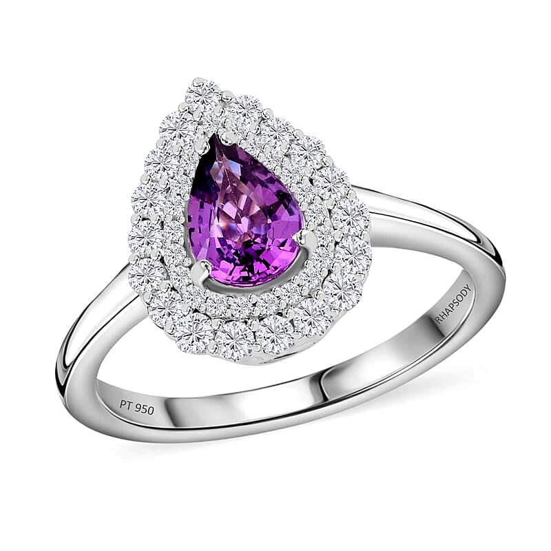 Chairman Collection Certified and Appraised Rhapsody AAAA Madagascar Purple Sapphire and E-F VS Diamond 1.10 ctw Ring in 950 Platinum (Size 10.0) 6.55 Grams