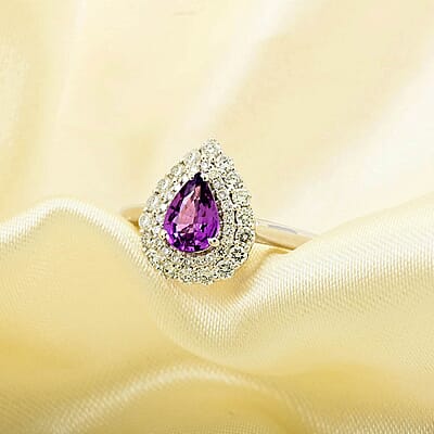 Chairman Collection Certified and Appraised Rhapsody AAAA Madagascar Purple Sapphire and E-F VS Diamond 1.10 ctw Ring in 950 Platinum (Size 10.0) 6.55 Grams