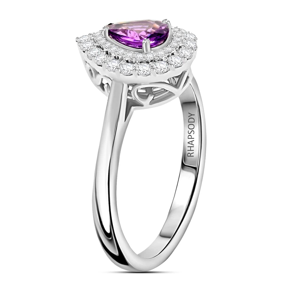 Chairman Collection Certified and Appraised Rhapsody AAAA Madagascar Purple Sapphire and E-F VS Diamond 1.10 ctw Ring in 950 Platinum (Size 10.0) 6.55 Grams image number 3