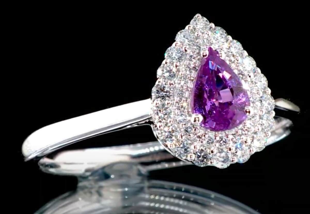 Chairman Collection Certified and Appraised Rhapsody 950 Platinum AAAA Madagascar Purple Sapphire and E-F VS Diamond Ring (Size 8.0) 6.55 Grams 1.10 ctw image number 1