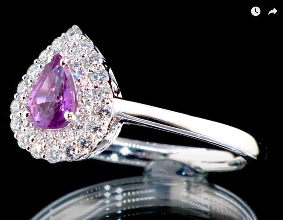 Chairman Collection Certified and Appraised Rhapsody 950 Platinum AAAA Madagascar Purple Sapphire and E-F VS Diamond Ring (Size 8.0) 6.55 Grams 1.10 ctw image number 2