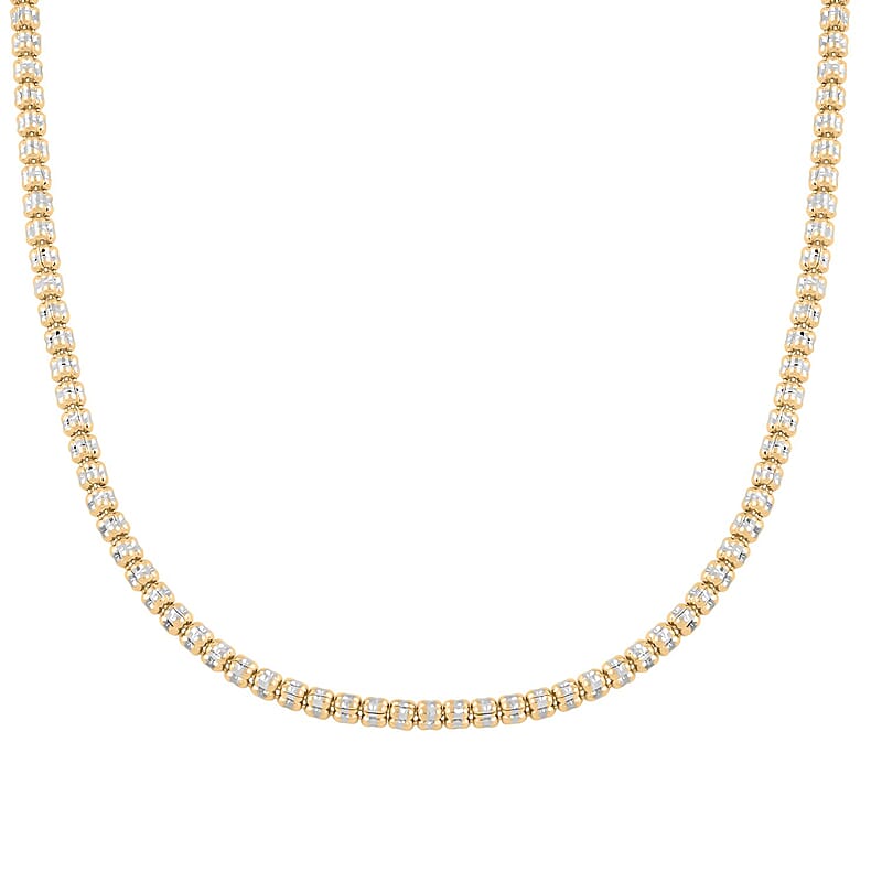 10K Yellow and White Gold 3mm Ice Chain Necklace 20 Inches 11.10 Grams