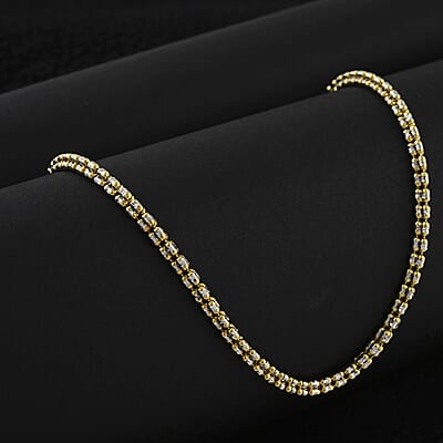 10K Yellow and White Gold 3mm Ice Chain Necklace 20 Inches 11.10 Grams