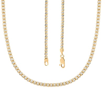 10K Yellow and White Gold 3mm Ice Chain Necklace 20 Inches 11.10 Grams