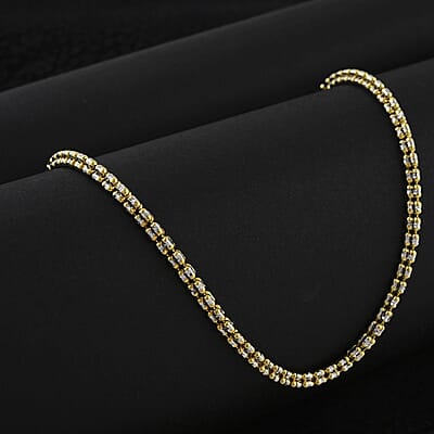 10K Yellow and White Gold 3mm Ice Chain Necklace 22 Inches 12.20 Grams