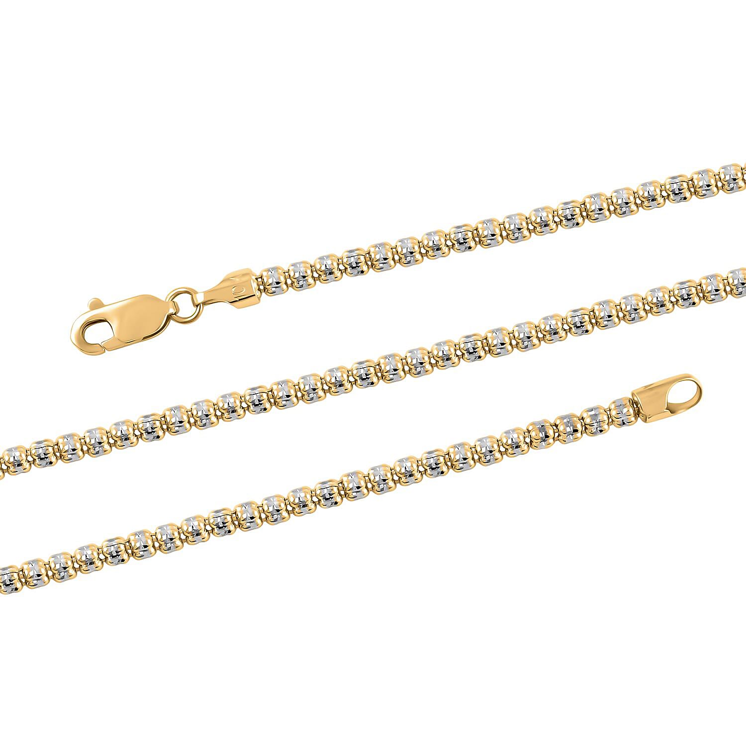 10K Yellow and White Gold 3mm Ice Chain Necklace 22 Inches 12.20 Grams