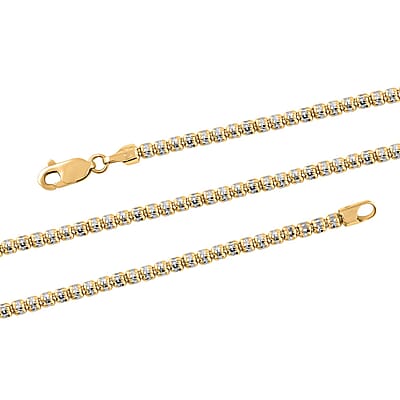 10K Yellow and White Gold 3mm Ice Chain Necklace 22 Inches 12.20 Grams