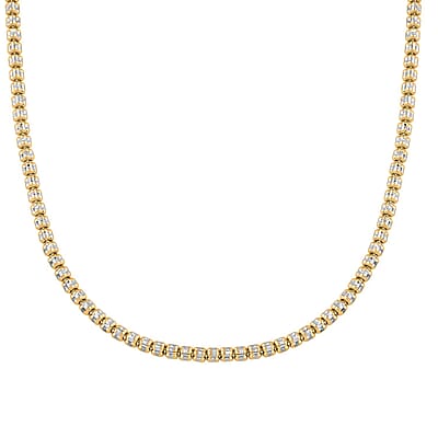 10K Yellow and White Gold 3mm Ice Chain Necklace 22 Inches 12.20 Grams