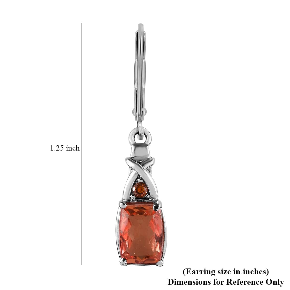 Padparadscha Quartz (Triplet) and Simulated Orange Diamond 3.60 ctw Lever Back Earrings in Stainless Steel image number 4