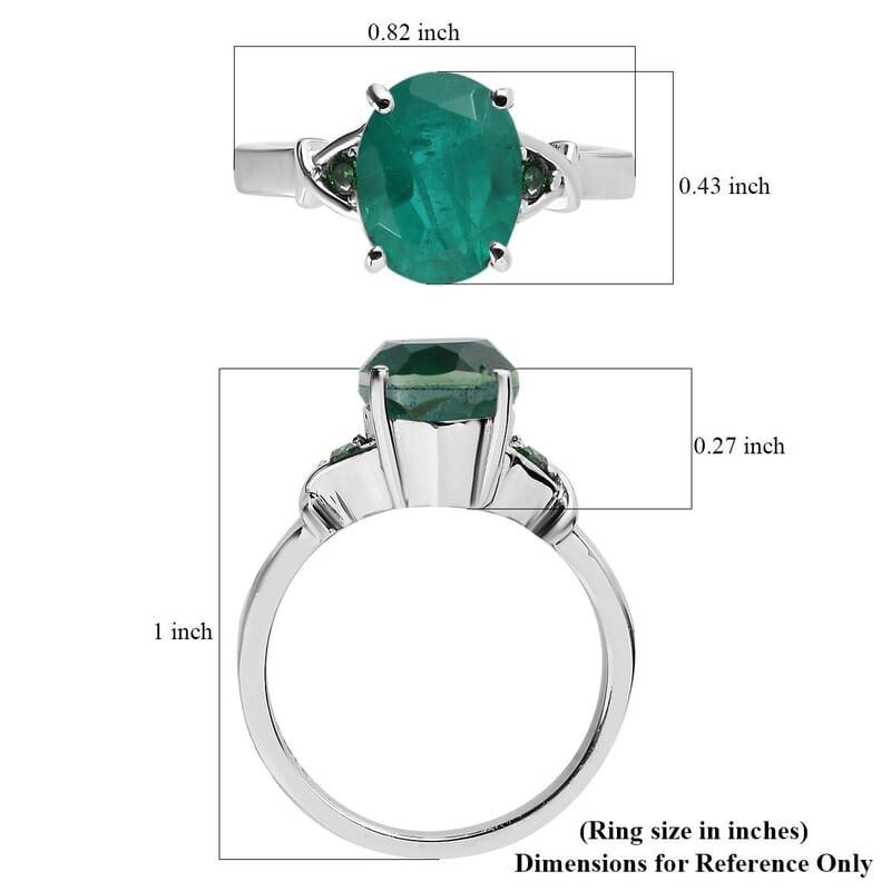 Emeraldine Quartz (Triplet) and Simulated Green Diamond 3.10 ctw Ring in Stainless Steel (Size 5.0)