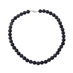 Larvikite 250.00 ctw Beaded Necklace in Sterling Silver 18 Inches