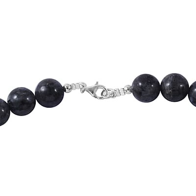 Larvikite 250.00 ctw Beaded Necklace in Sterling Silver 18 Inches