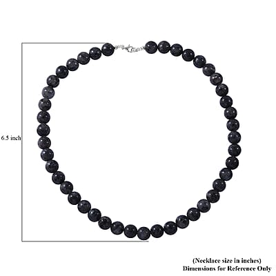 Larvikite 250.00 ctw Beaded Necklace in Sterling Silver 18 Inches