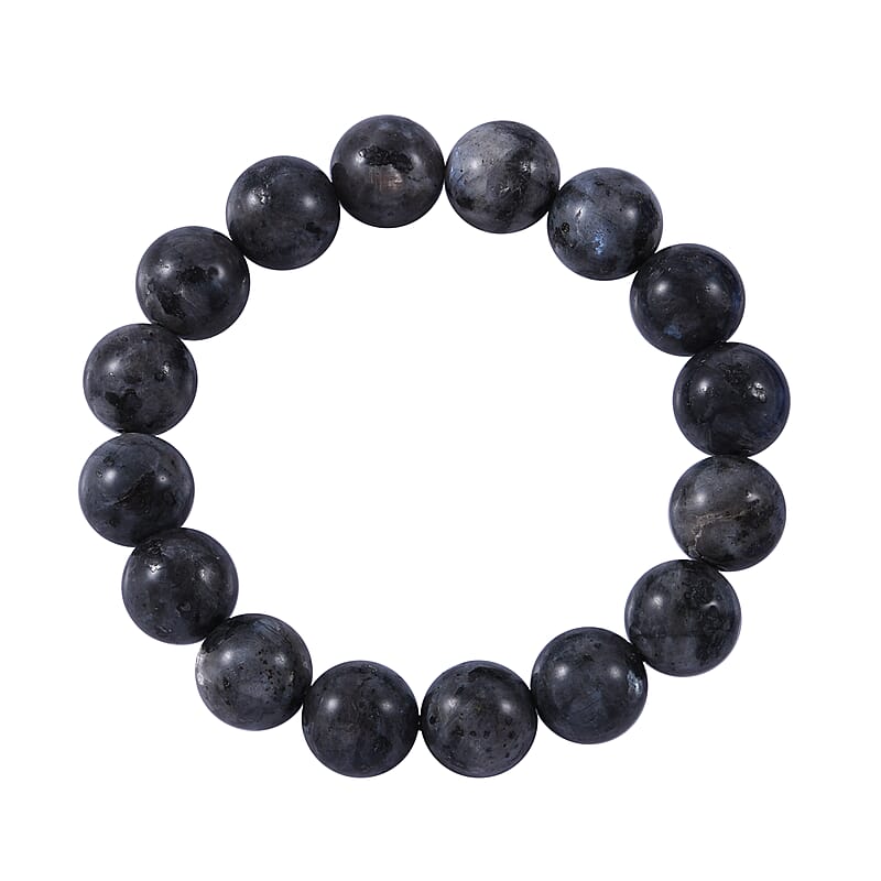 Larvikite Beaded Stretch Bracelet 150.00 ctw