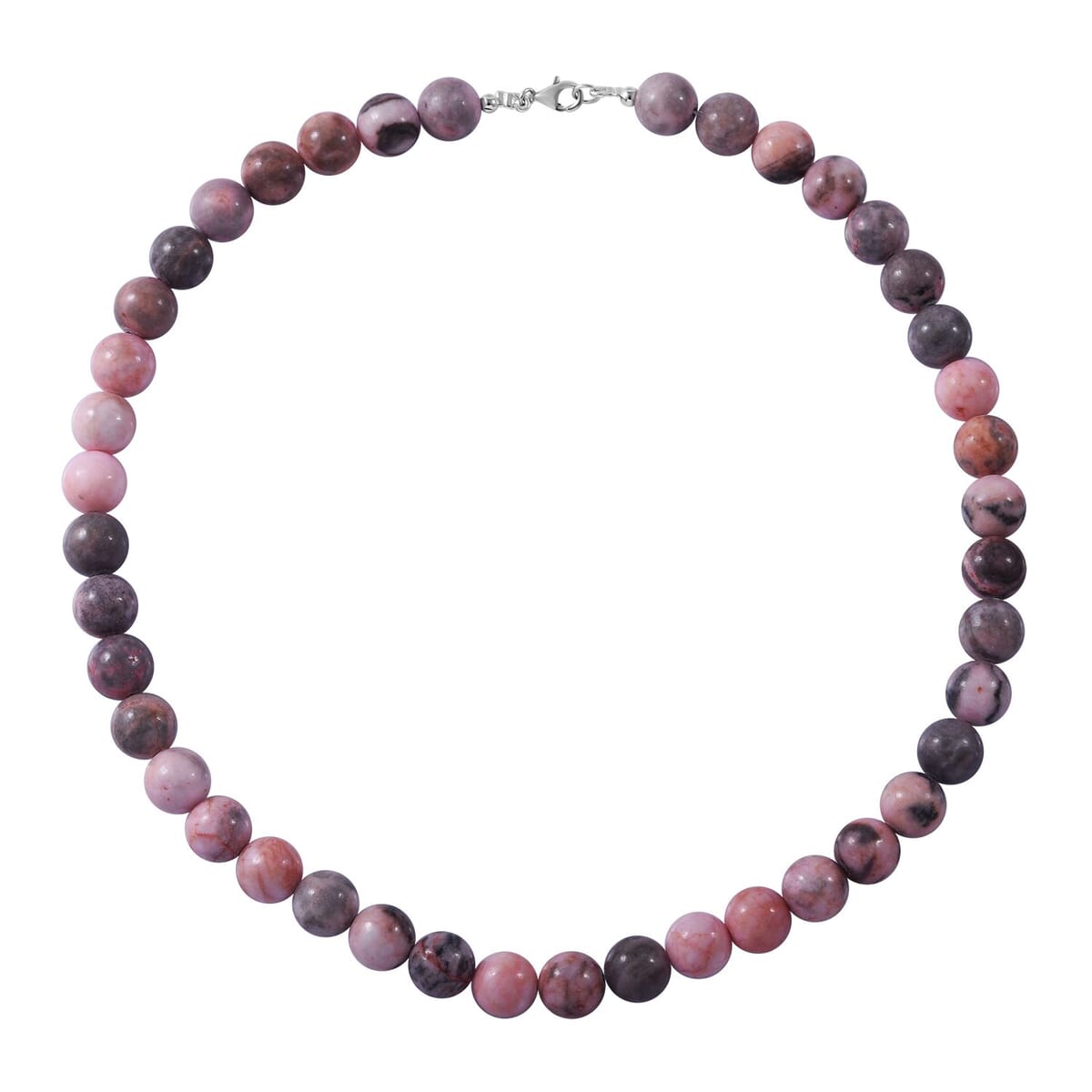 Pink Zebra Jasper 250.00 ctw Beaded Necklace in Sterling Silver 18 Inches image number 0