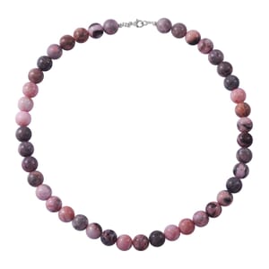 Pink Zebra Jasper 250.00 ctw Beaded Necklace in Sterling Silver 18 Inches