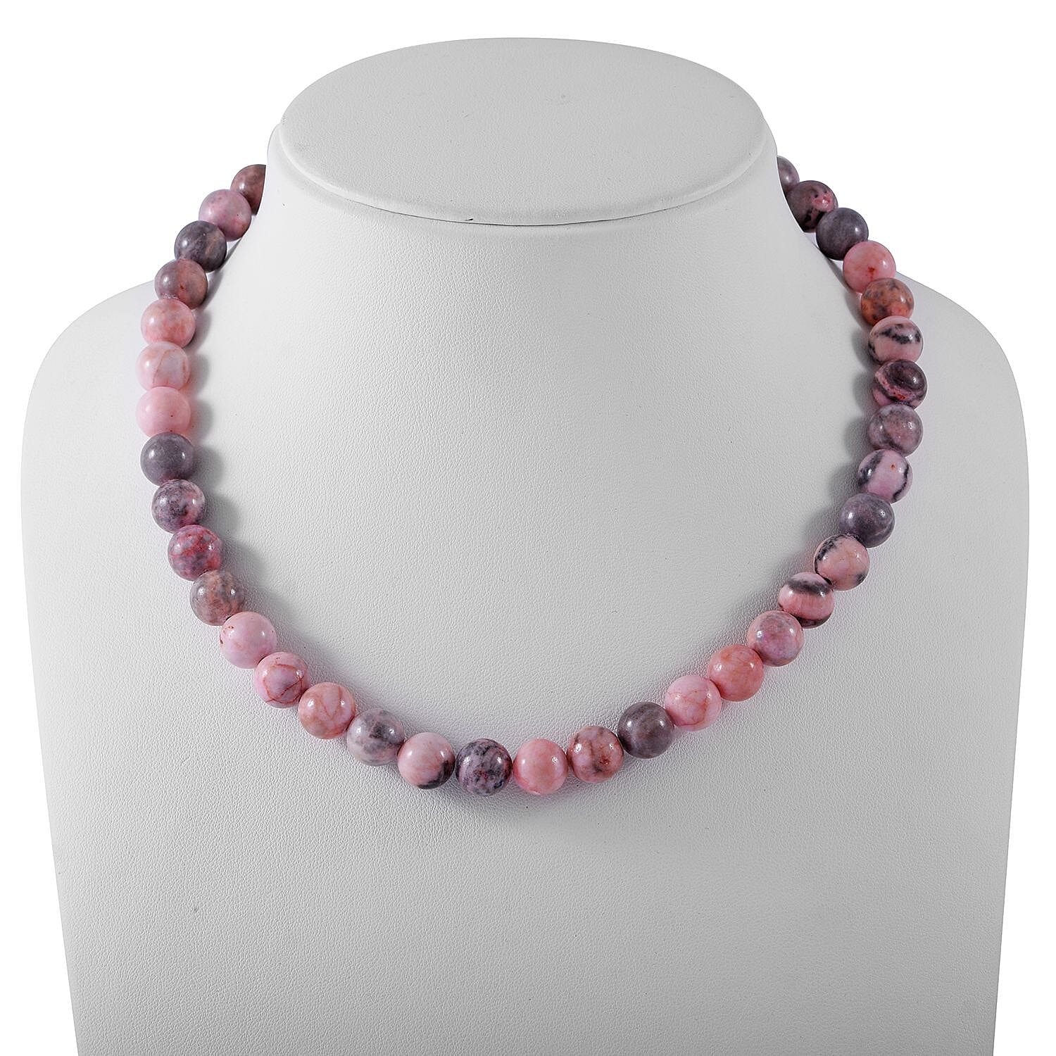 Buy Pink Zebra Jasper 250.00 ctw Beaded Necklace in Sterling