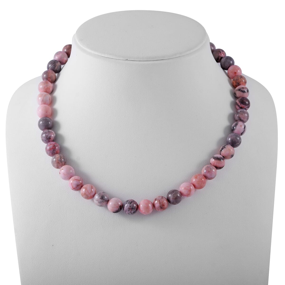 Pink Zebra Jasper 250.00 ctw Beaded Necklace in Sterling Silver 18 Inches image number 1