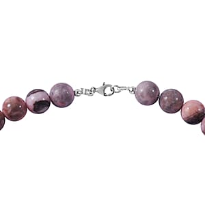 Pink Zebra Jasper 250.00 ctw Beaded Necklace in Sterling Silver 18 Inches