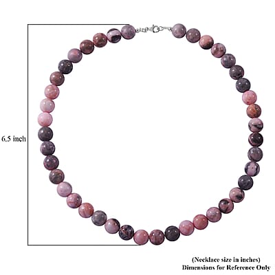 Pink Zebra Jasper 355.00 ctw Beaded Necklace in Sterling Silver 18 Inches