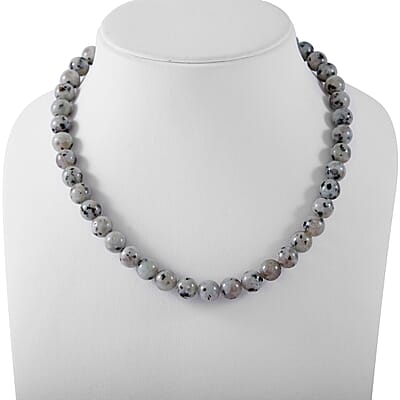 Kiwi Jasper 250.00 ctw Beaded Necklace in Sterling Silver 18 Inches