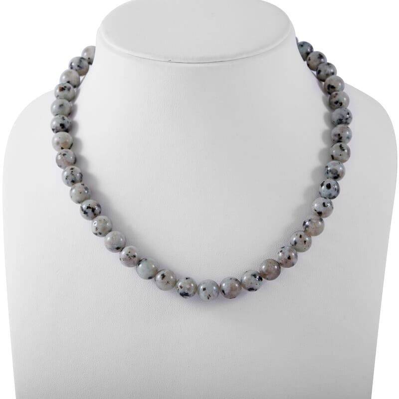 Kiwi Jasper 250.00 ctw Beaded Necklace in Sterling Silver 18 Inches