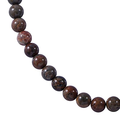 Wave Jasper 250.00 ctw Beaded Necklace 18 Inches in Sterling Silver