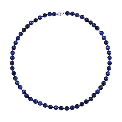 Blue Tiger’s Eye (D) 200.00 ctw Necklace in Rhodium Over Sterling Silver 20 Inches 