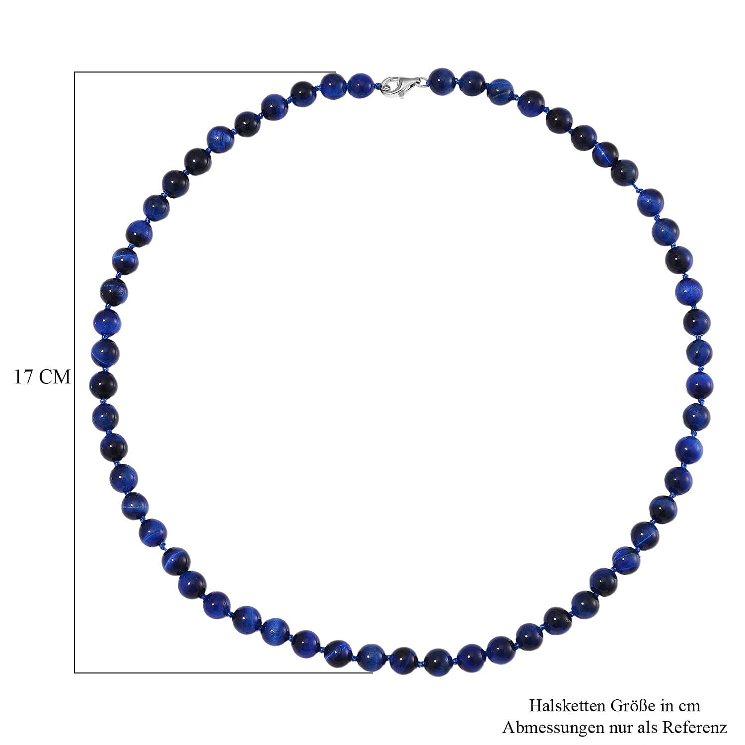 Blue Tiger’s Eye (D) 200.00 ctw Necklace in Rhodium Over Sterling Silver 20 Inches 