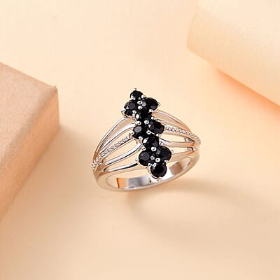 Thai Black Spinel 1.30 ctw Ring in Platinum Bond (Size 9.0)