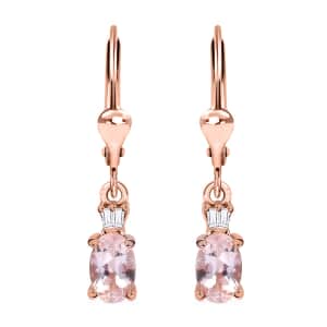 Premium Marropino Morganite and Diamond 0.85 ctw Ballerina Earrings in 18K Vermeil Rose Gold Over Sterling Silver