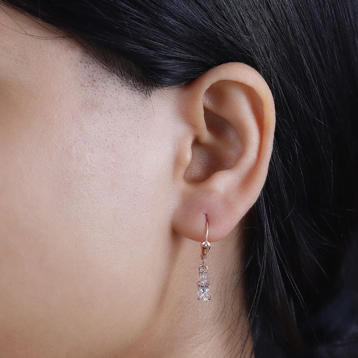 Premium Marropino Morganite and Diamond 0.85 ctw Ballerina Earrings in 18K Vermeil Rose Gold Over Sterling Silver
