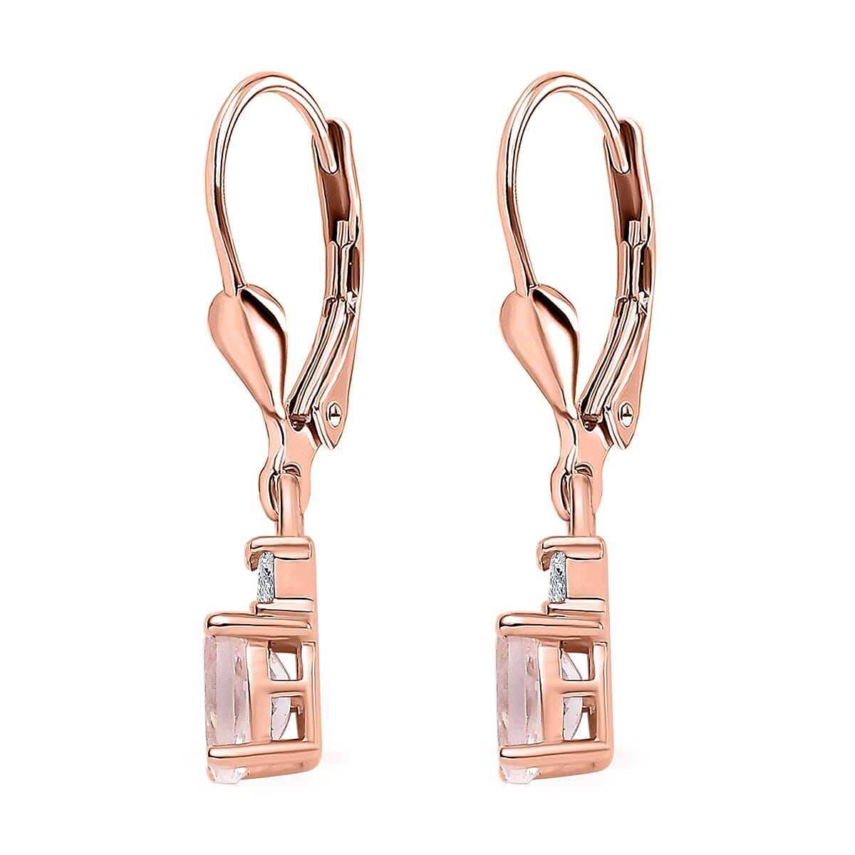 Premium Marropino Morganite and Diamond 0.85 ctw Ballerina Earrings in 18K Vermeil Rose Gold Over Sterling Silver