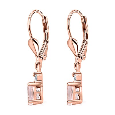 Premium Marropino Morganite and Diamond 0.85 ctw Ballerina Earrings in 18K Vermeil Rose Gold Over Sterling Silver