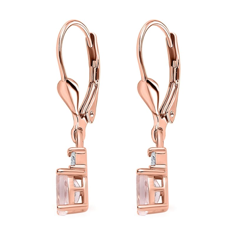 Premium Marropino Morganite and Diamond 0.85 ctw Ballerina Earrings in 18K Vermeil Rose Gold Over Sterling Silver