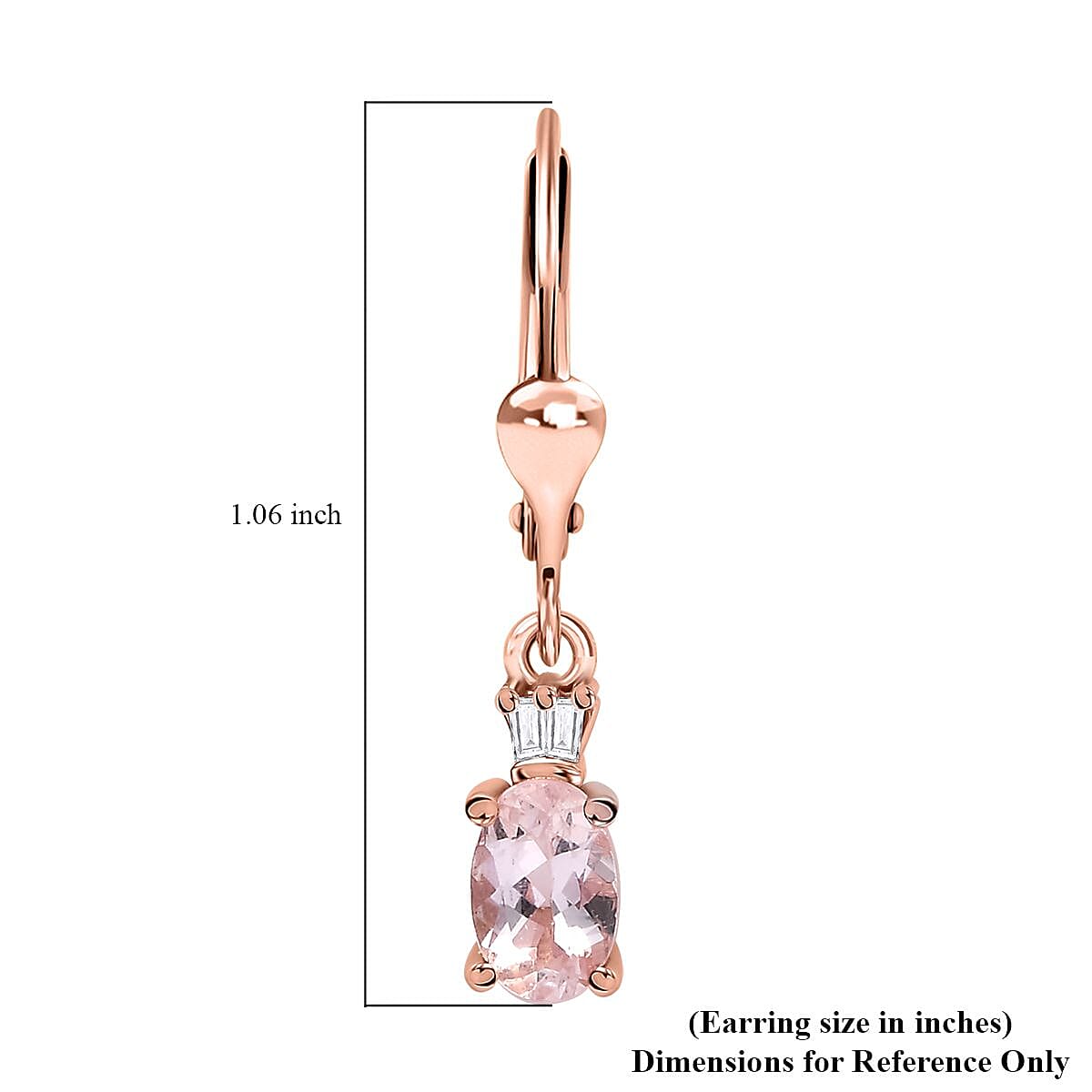 Premium Marropino Morganite and Diamond 0.85 ctw Ballerina Earrings in 18K Vermeil Rose Gold Over Sterling Silver
