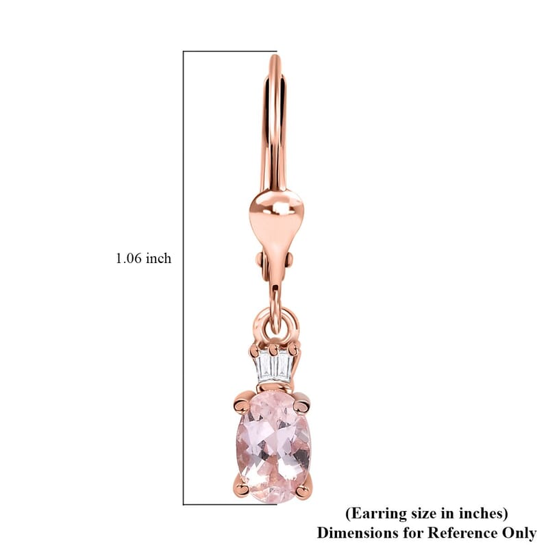 Premium Marropino Morganite and Diamond 0.85 ctw Ballerina Earrings in 18K Vermeil Rose Gold Over Sterling Silver