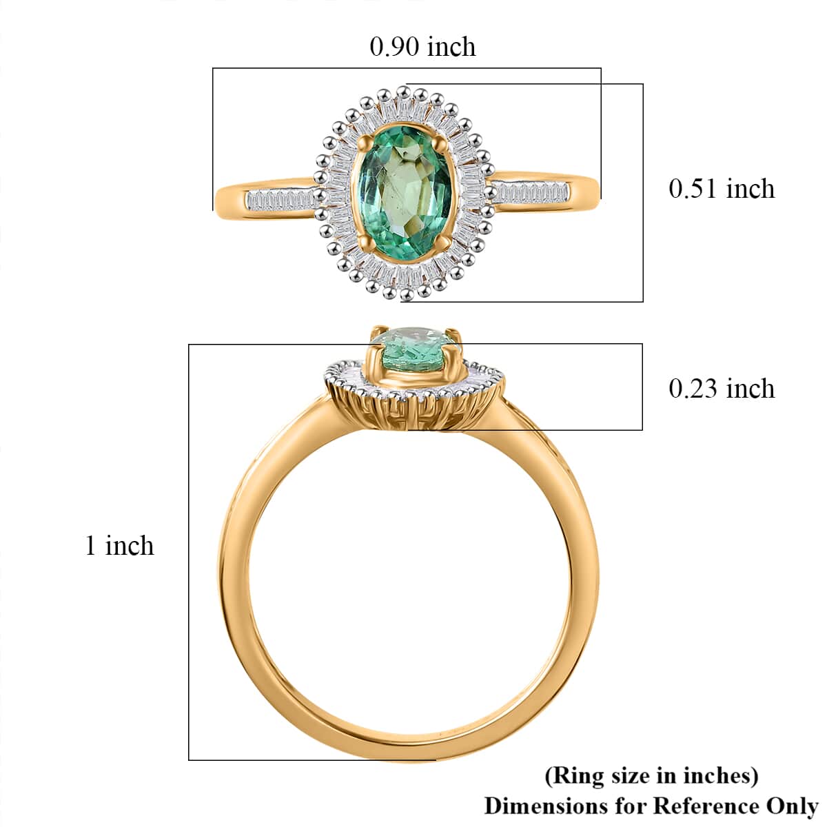 Boyaca Colombian Emerald, Diamond (0.20 cts) Sunburst Ring in 18K Vermeil YG Over Sterling Silver (Size 9.0) 0.90 ctw image number 5