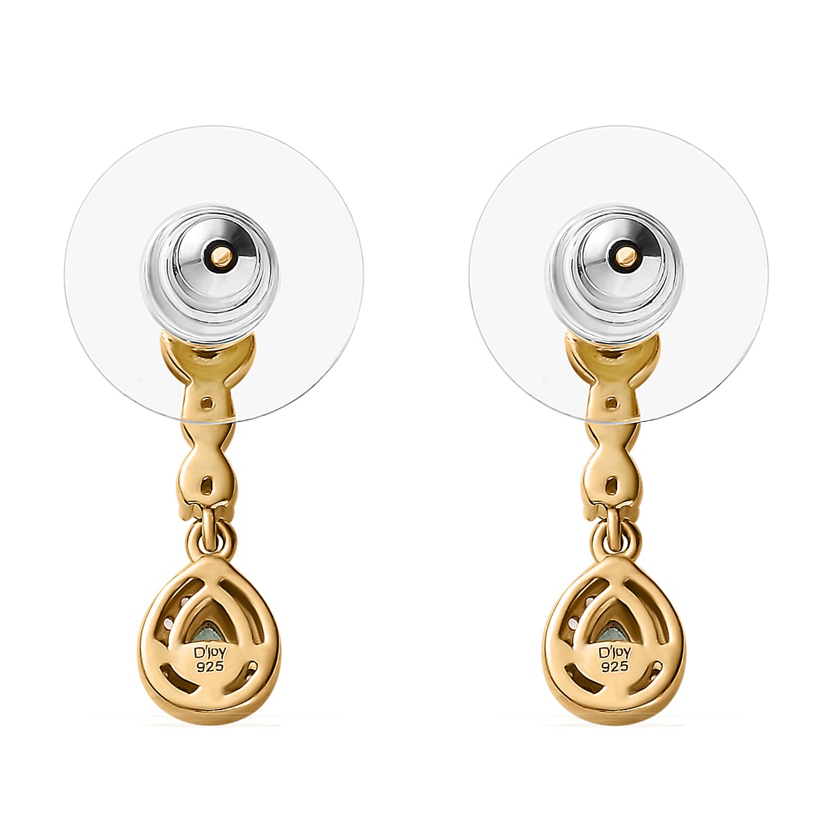Boyaca Colombian Emerald and White Zircon 1.35 ctw Infinity Dangle Earrings in 18K Vermeil Yellow Gold Over Sterling Silver image number 3