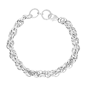 Sterling Silver Spiral Round Link Chain Bracelet (7.25-8.00In) 9 Grams