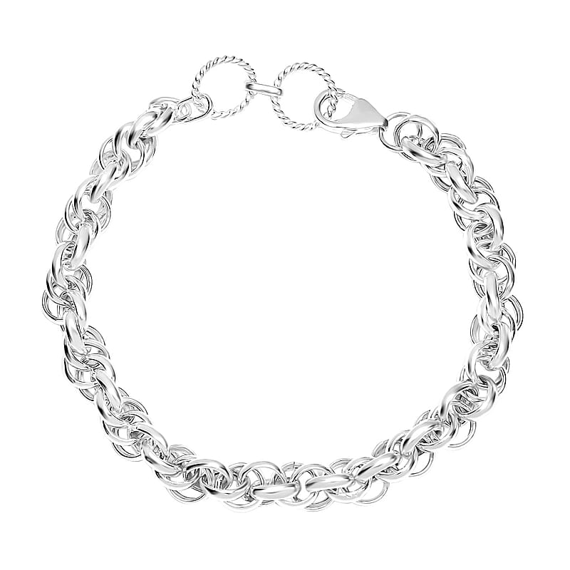 Sterling Silver Spiral Round Link Chain Bracelet (7.25-8.00In) 9 Grams