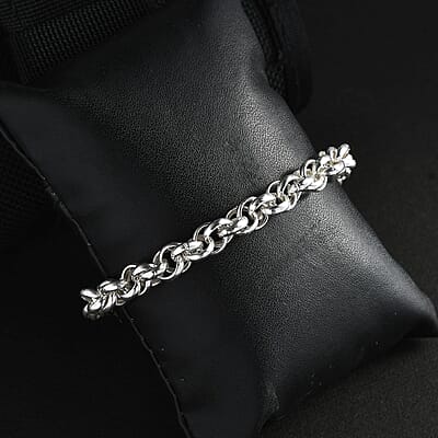 Sterling Silver Spiral Round Link Chain Bracelet (7.25-8.00In) 9 Grams