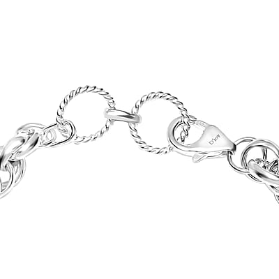 Sterling Silver Spiral Round Link Chain Bracelet (7.25-8.00In) 9 Grams