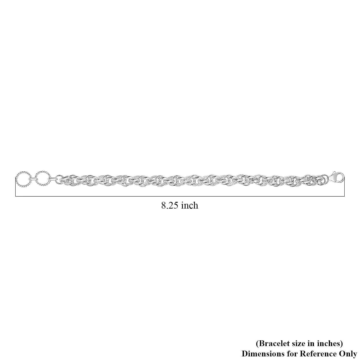 Sterling Silver Spiral Round Link Chain Bracelet (7.25-8.00In) 9 Grams