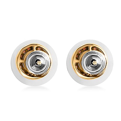 D'Joy Boyaca Colombian Emerald, Brown and White Zircon 0.85 ctw Mystic Halo Earrings in 18K Vermeil Yellow Gold Over Sterling Silver