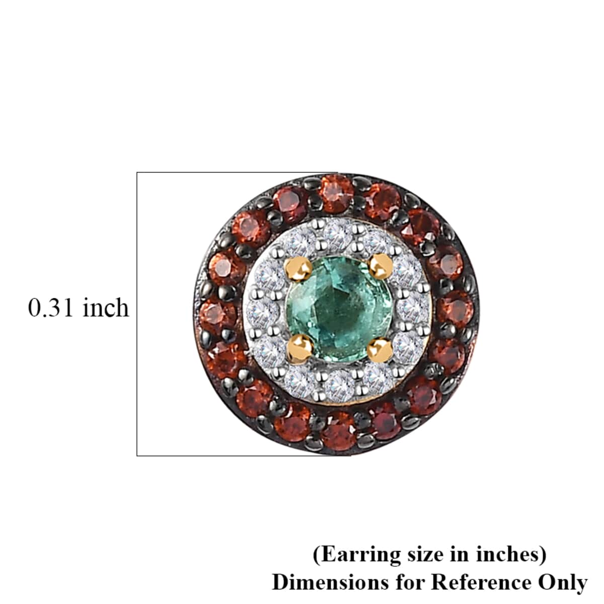 Boyaca Colombian Emerald, Brown and White Zircon 0.85 ctw Mystic Halo Earrings in 18K Vermeil Yellow Gold Over Sterling Silver image number 4