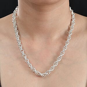 Sterling Silver Spiral Round Link Chain Necklace 18-20 Inches 20 Grams