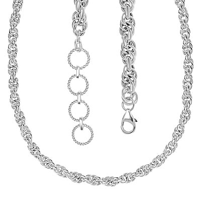 Sterling Silver Spiral Round Link Chain Necklace 18-20 Inches 20 Grams