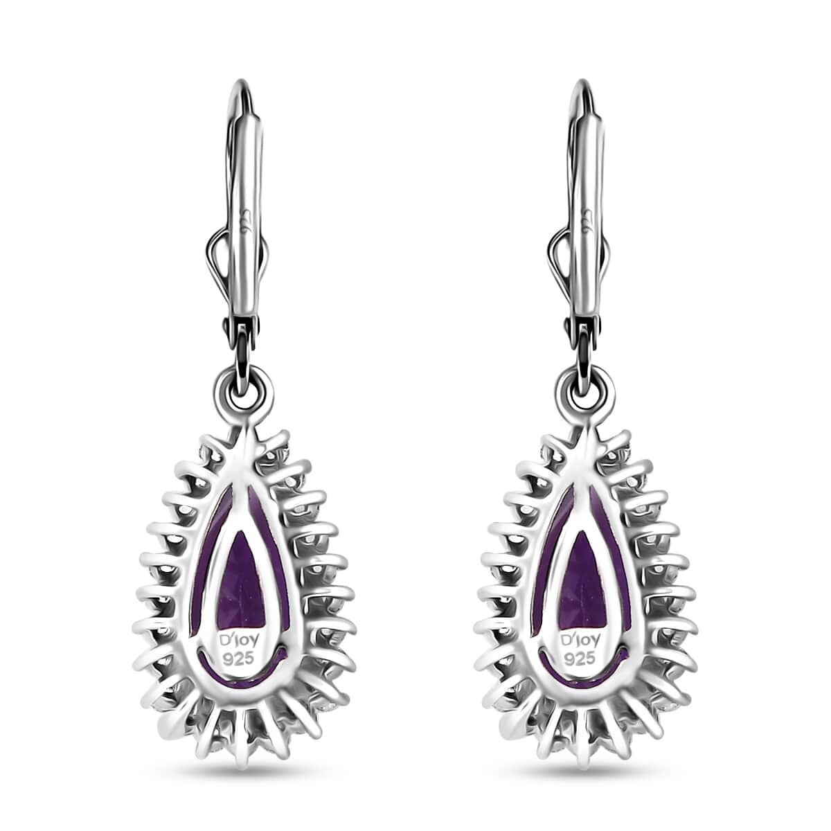 African Amethyst and White Zircon 4.10 ctw Lever Back Earrings in Rhodium Over Sterling Silver image number 3