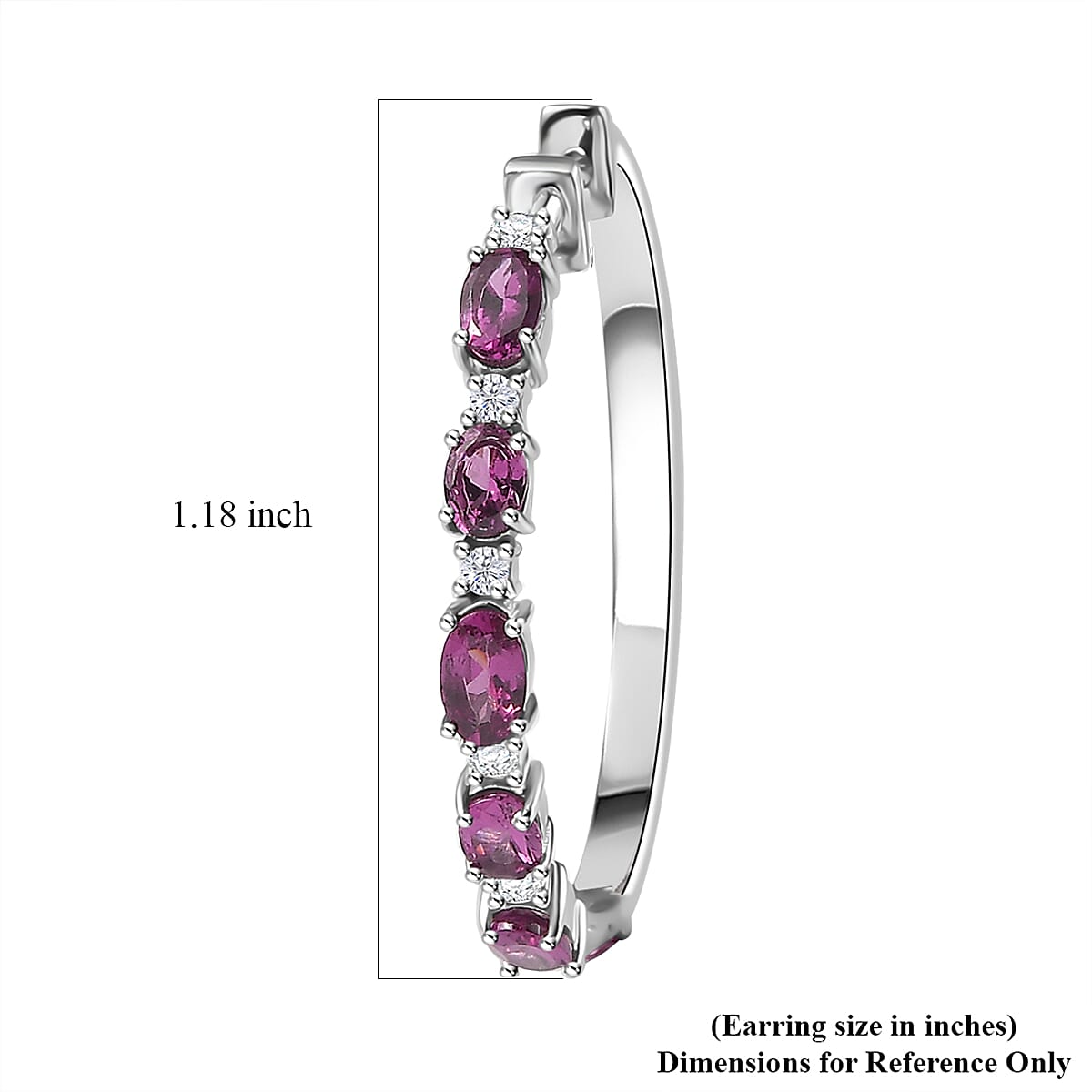 Radiant Ember Garnet and Moissanite Serpent Earrings in Rhodium Over Sterling Silver 3.10 ctw